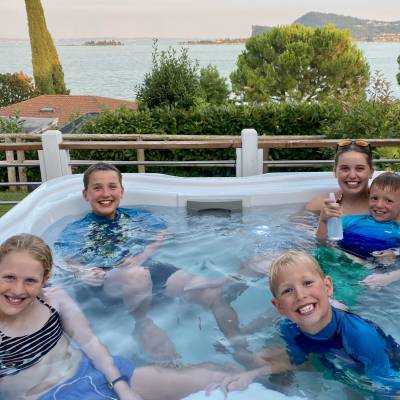 Enjoying the jacuzzi